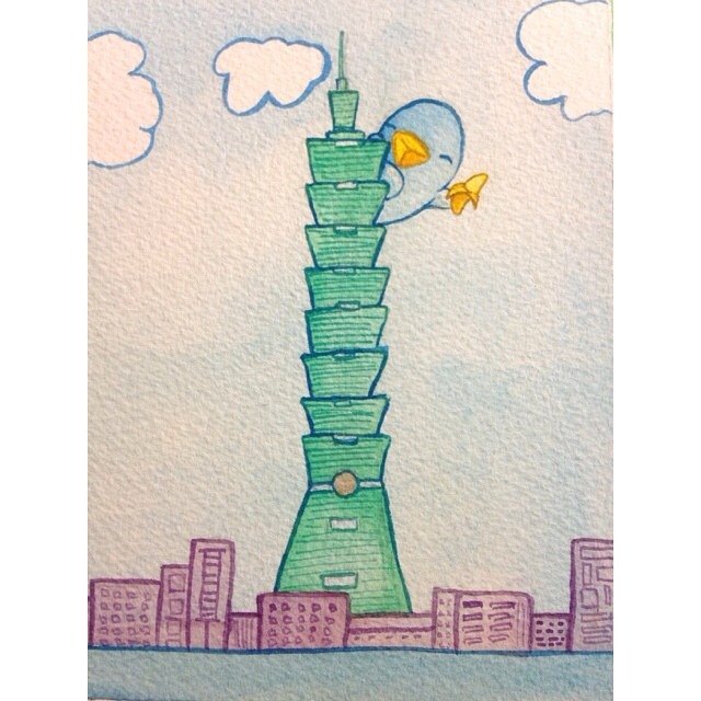 640x640 Oaklets Taipei Post Card - Taipei 101 Drawing