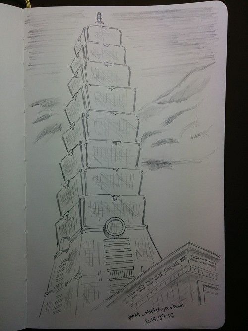 500x667 Taipei Art - Taipei 101 Drawing