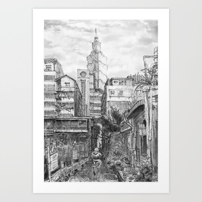 700x700 Taipei Art Print - Taipei 101 Drawing