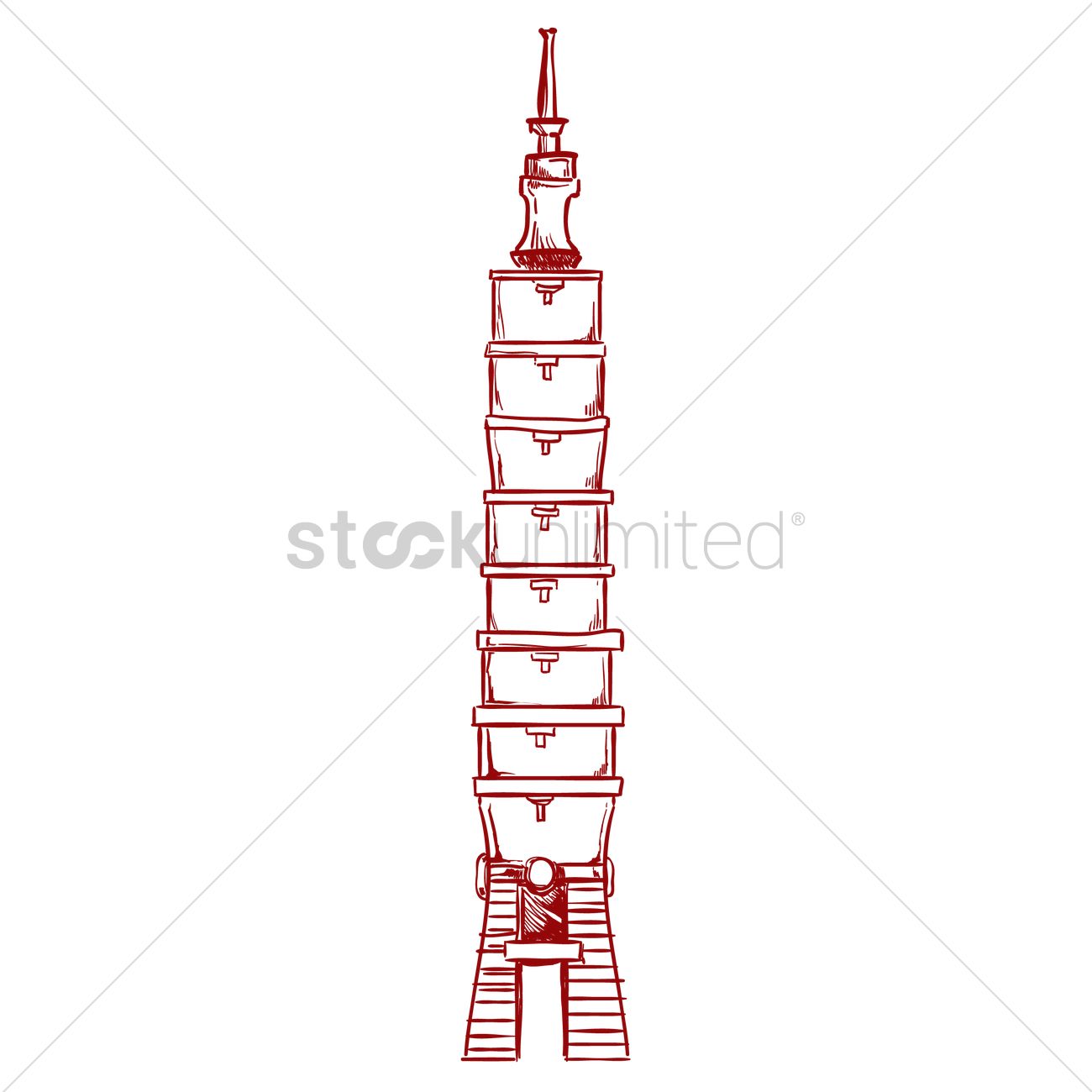 1300x1300 Taipei Tower Vector Image - Taipei 101 Drawing