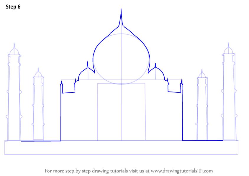 844x598 learn how to draw taj mahal - Taj Mahal Cartoon Drawing
