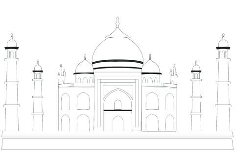480x339 taj mahal coloring - Taj Mahal Cartoon Drawing