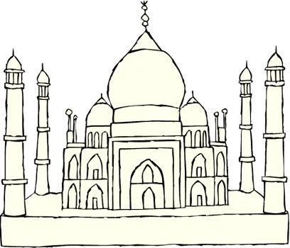 408x350 taj mahal drawing for kids taj mahal coloring - Taj Mahal Cartoon Drawing