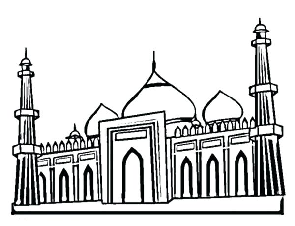 600x459 depiction of taj mahal coloring - Taj Mahal Cartoon Drawing