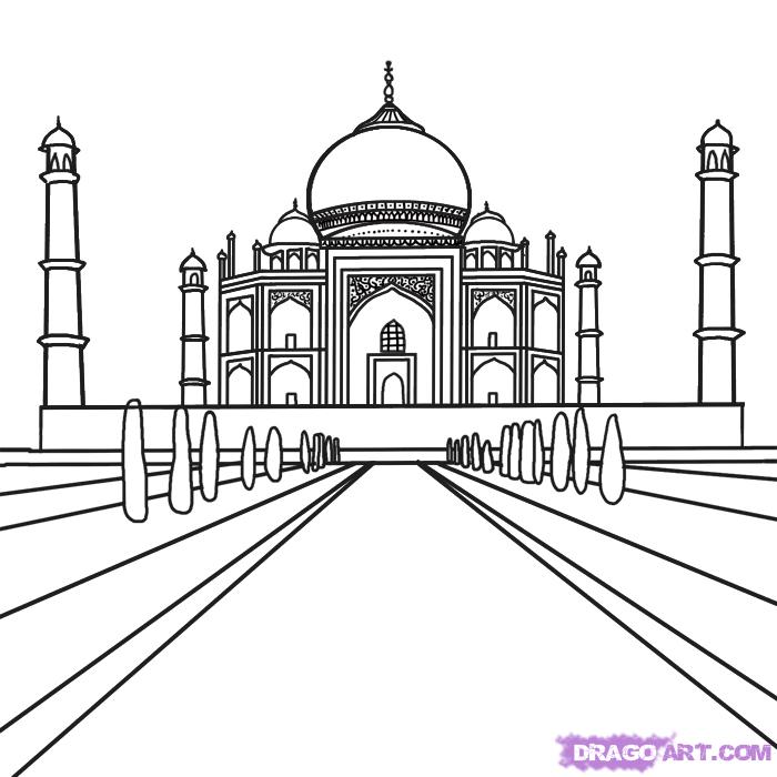 700x700 how to draw the taj mahal, step - Taj Mahal Drawing