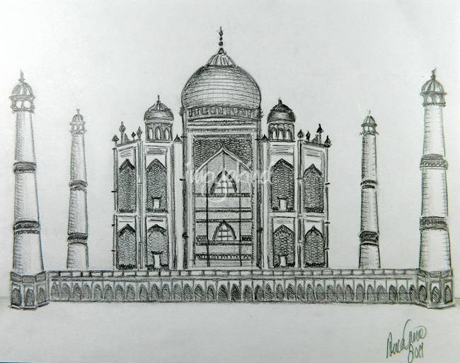 650x512 taj mahal drawing - Taj Mahal Drawing