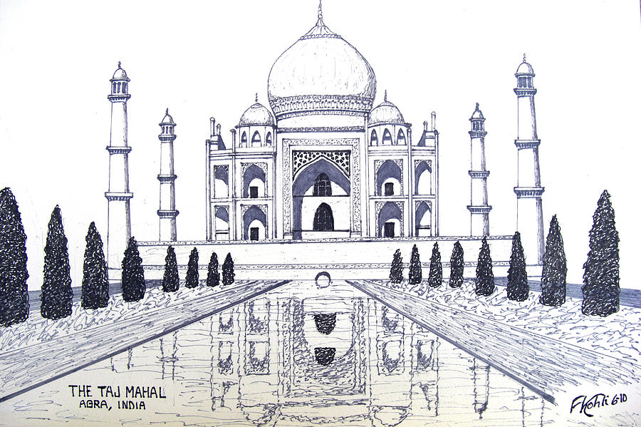 900x599 taj mahal drawing - Taj Mahal Drawing