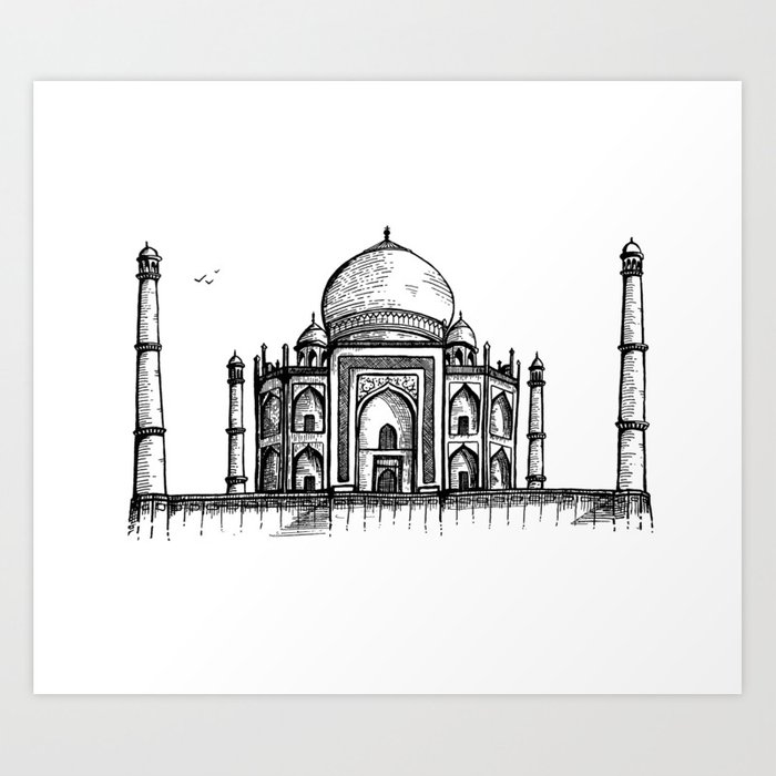 700x700 taj mahal hand drawing art print - Taj Mahal Drawing