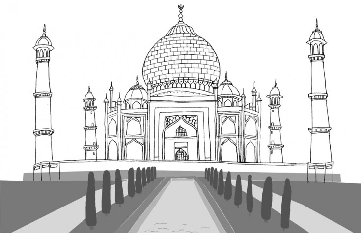 735x475 taj mahal high quality drawing drawing skill - Taj Mahal Drawing