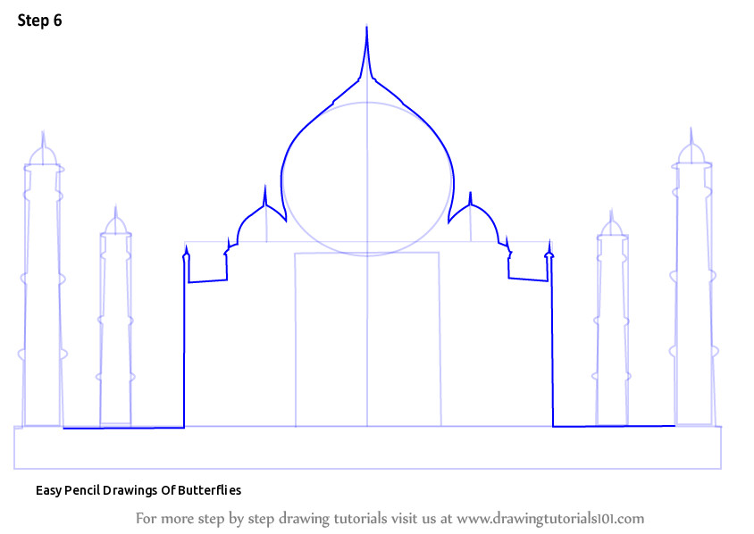 844x598 easy pencil drawings of butterflies learn how to draw taj mahal - Taj Mahal Drawing