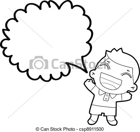 450x424 Boy With Speech Bubble Authentic Looking Child's Drawing - Talking Drawing