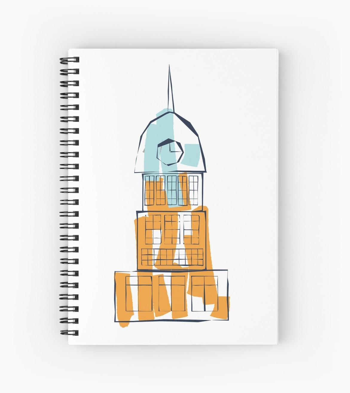 1171x1313 Downtown Tall Building With Clock Childish Drawing Spiral - Tall Building Drawing