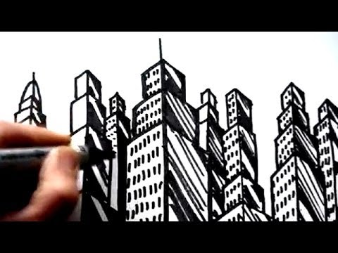 480x360 How To Draw Buildings Skyscrapers - Tall Building Drawing