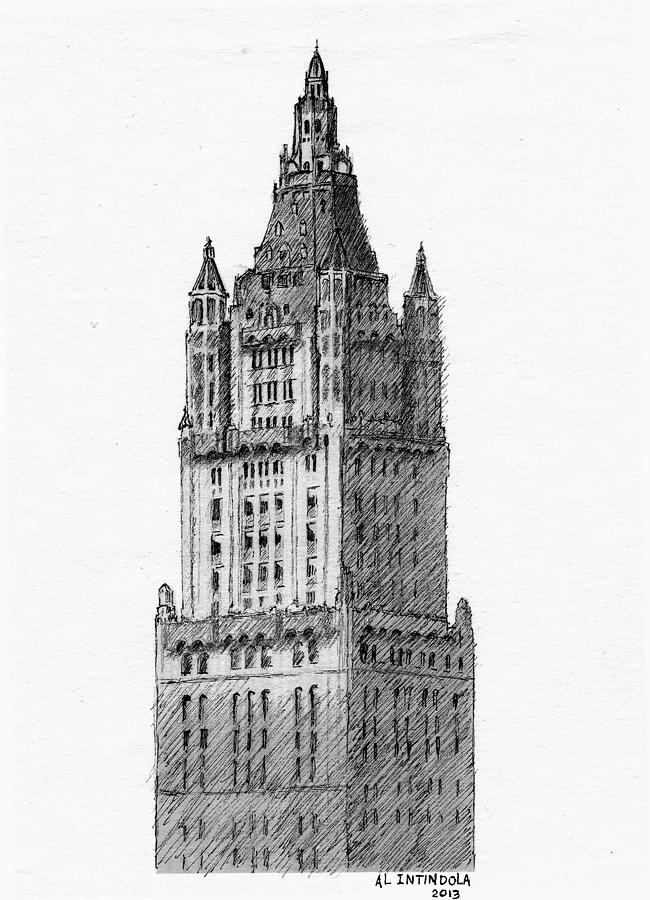 650x900 Woolworth Building Drawing - Tall Building Drawing