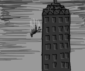 300x250 A Suicidal Lizard Leaps From A Tall Building Drawing - Tall Building Drawing