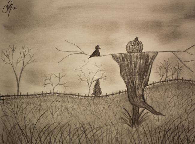650x481 scarecrow in field of tall grass - Tall Grass Drawing
