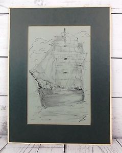 239x300 original signed drawing tall ship b neiman schooner sailing - Tall Ship Drawing