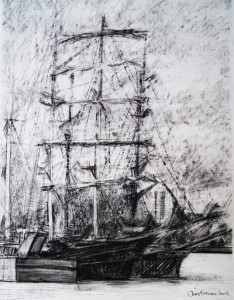 234x300 Ships Moored - Tall Ship Drawing