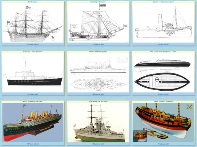640x480 Free Plans Collection - Tall Ship Drawing