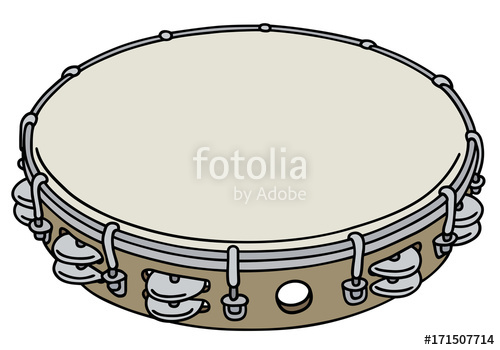 500x350 Hand Drawing Of A Tambourine Stock Image And Royalty Free Vector - Tambourine Drawing