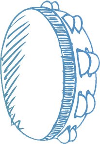 206x298 Colorful Musical Instrument Drawing Vinyl Decal - Tambourine Drawing