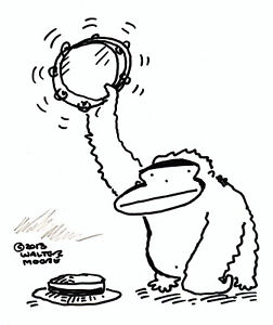 252x300 Ape Shakes Tambourine Original Signed Cartoon Art - Tambourine Drawing