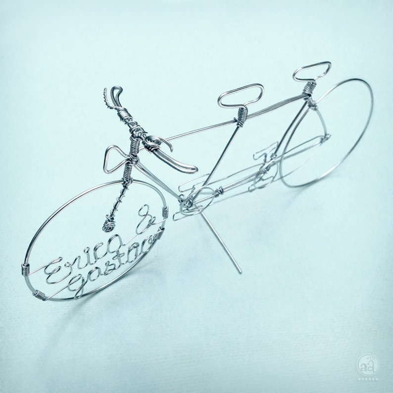 794x794 tandem bicycle custom wire art wedding cake topper hand etsy - Tandem Bicycle Drawing