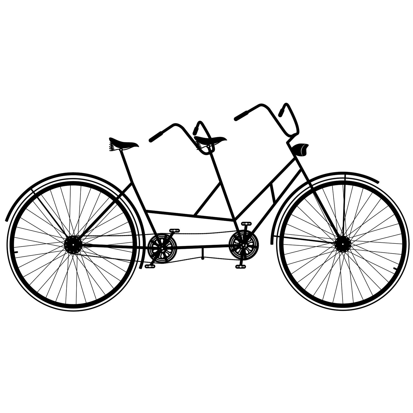1701x1701 tandem bicycle print thenorm - Tandem Bicycle Drawing