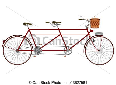 450x332 vintage tandem bicycle with picnic basket on a white background - Tandem Bicycle Drawing