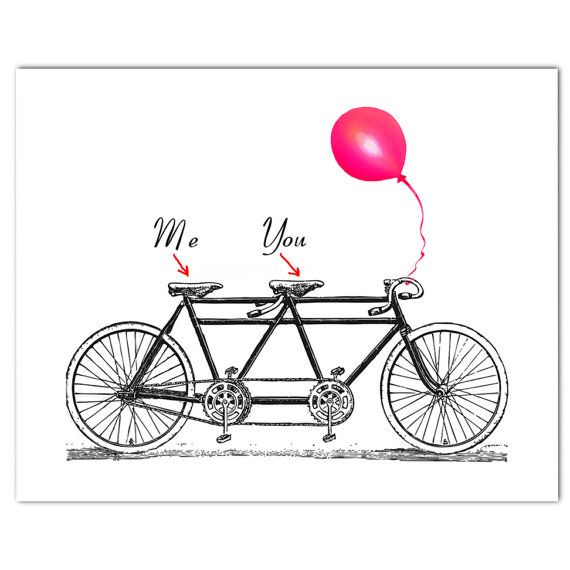 570x570 you and me on the vintage tandem bicycle - Tandem Bicycle Drawing