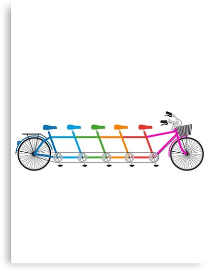 422x550 colorful tandem bicycle, team bike canvas prints - Tandem Bicycle Drawing