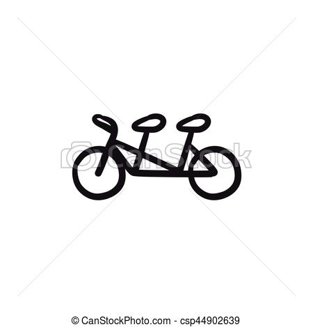 450x470 tandem bike sketch icon tandem bike vector sketch icon isolated - Tandem Drawing