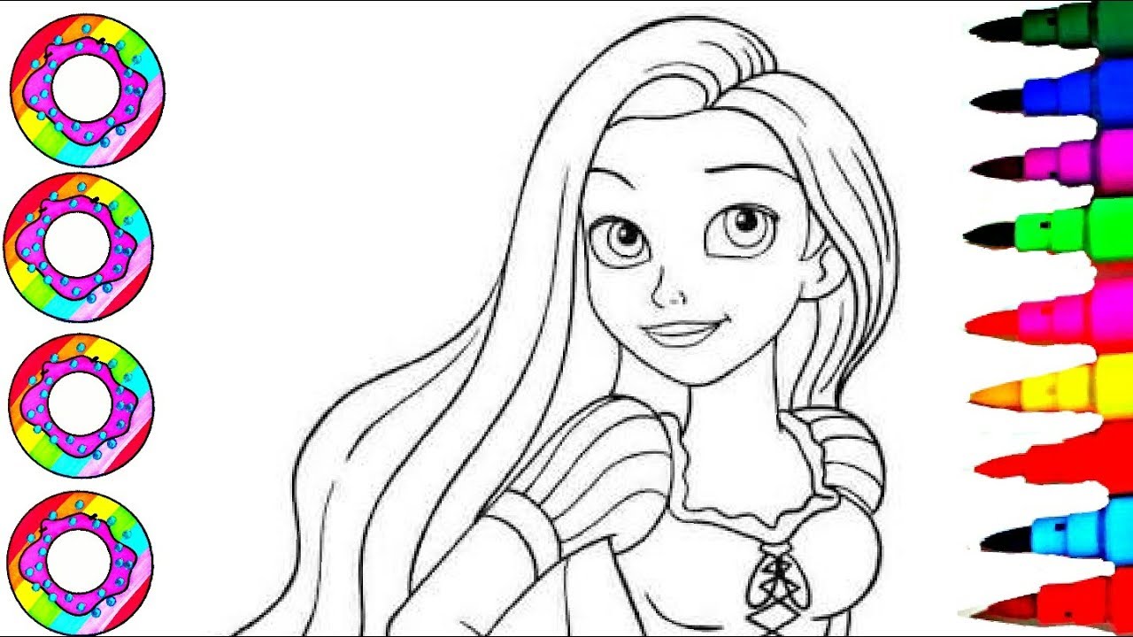 1280x720 disney's tangled colouring drawings princess rapunzel long shiny - Tangled Drawing Pages