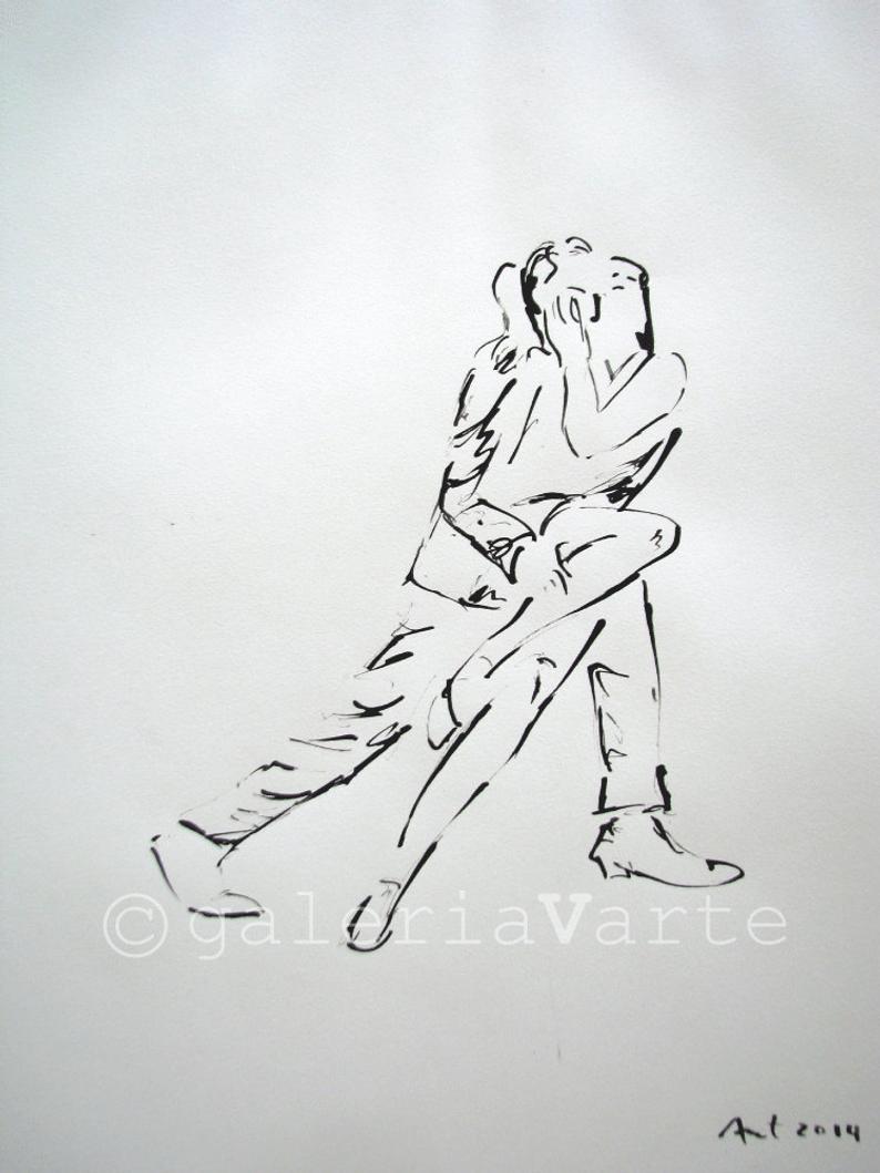 794x1059 Original Ink Drawing Tango Europeanstreetteam Etsy - Tango Drawing