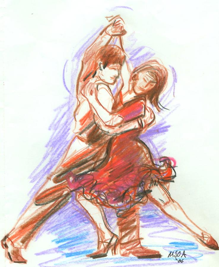 738x900 tango dancers drawing - Tango Drawing