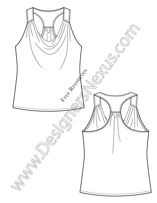612x792 Knit Tank Top Free Illustrator Fashion Flat Sketch Templates - Tank Top Drawing