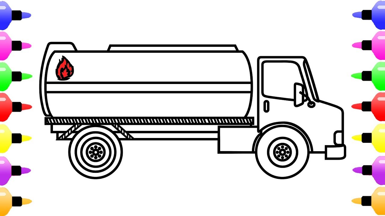 1280x720 How To Draw Tanker Truck For Kids Coloring - Tanker Truck Drawing