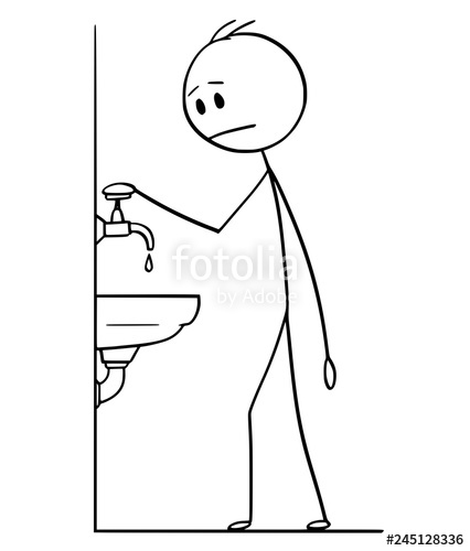 426x500 cartoon stick drawing conceptual illustration of man with hand - Tap Drawing