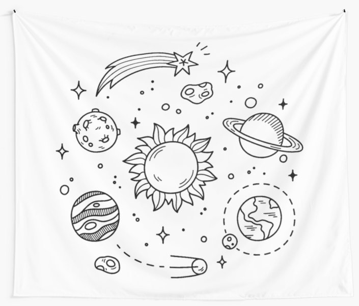 705x602 Space Tumblr Drawing Wall Tapestries - Tapestry Drawing