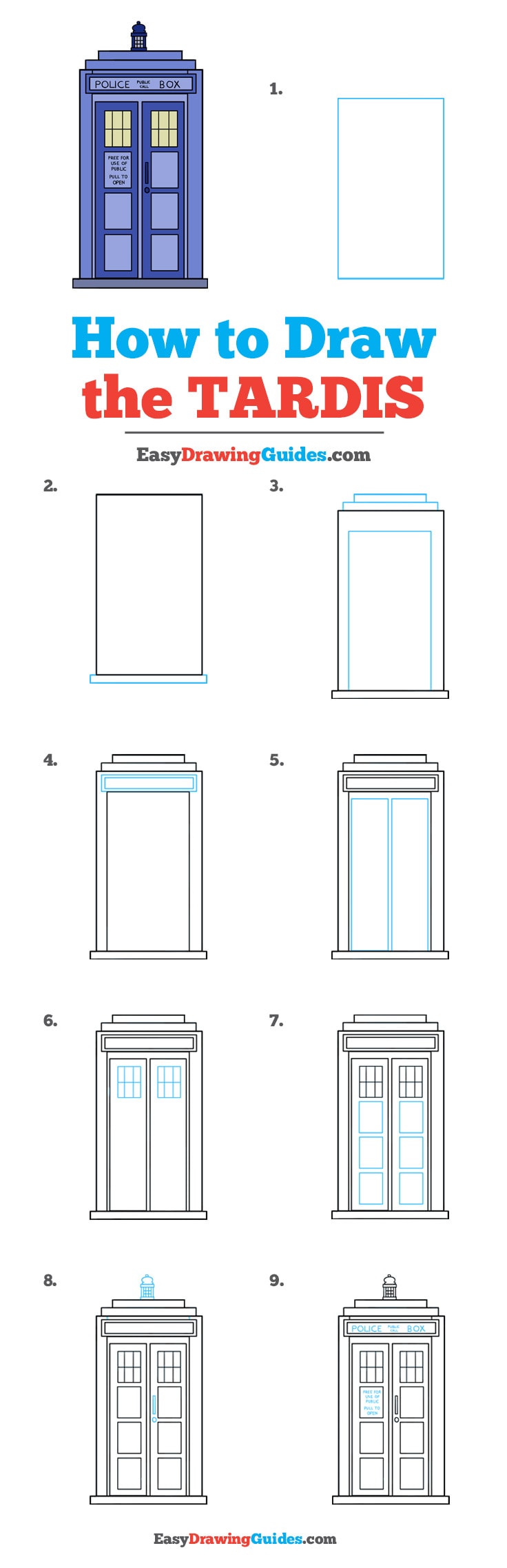 736x2275 how to draw the tardis - Tardis Drawing