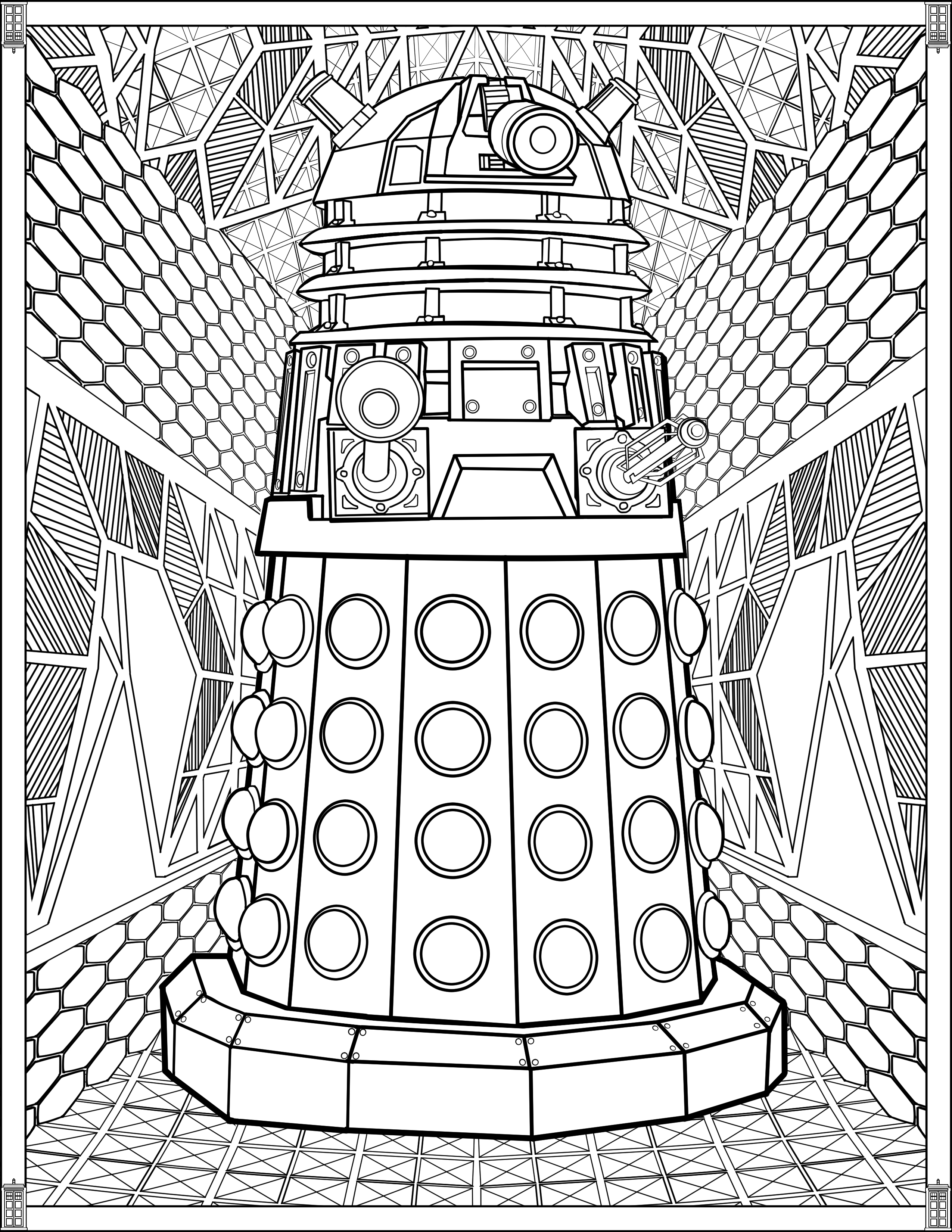 2550x3300 Doctor Who Wibbly Wobbly Timey Wimey Coloring Pages - Tardis Line Drawing