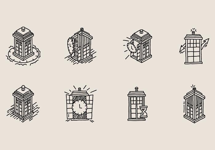 700x490 hand drawn vector tardis icon - Tardis Line Drawing
