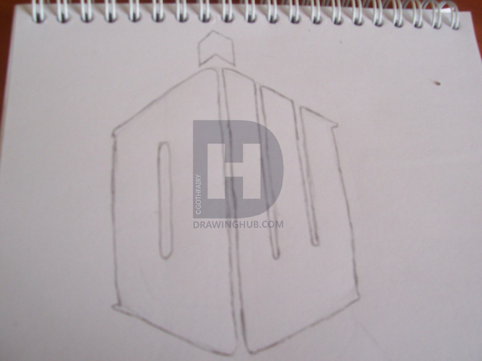 960x720 How To Draw Doctor Who Symbol, Step - Tardis Line Drawing