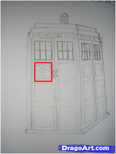 472x628 how to draw the tardis, step - Tardis Line Drawing