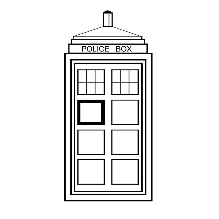 736x736 tardis drawing for free download - Tardis Line Drawing