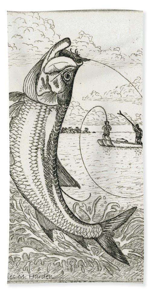 500x967 leaping tarpon beach towel for sale - Tarpon Drawing