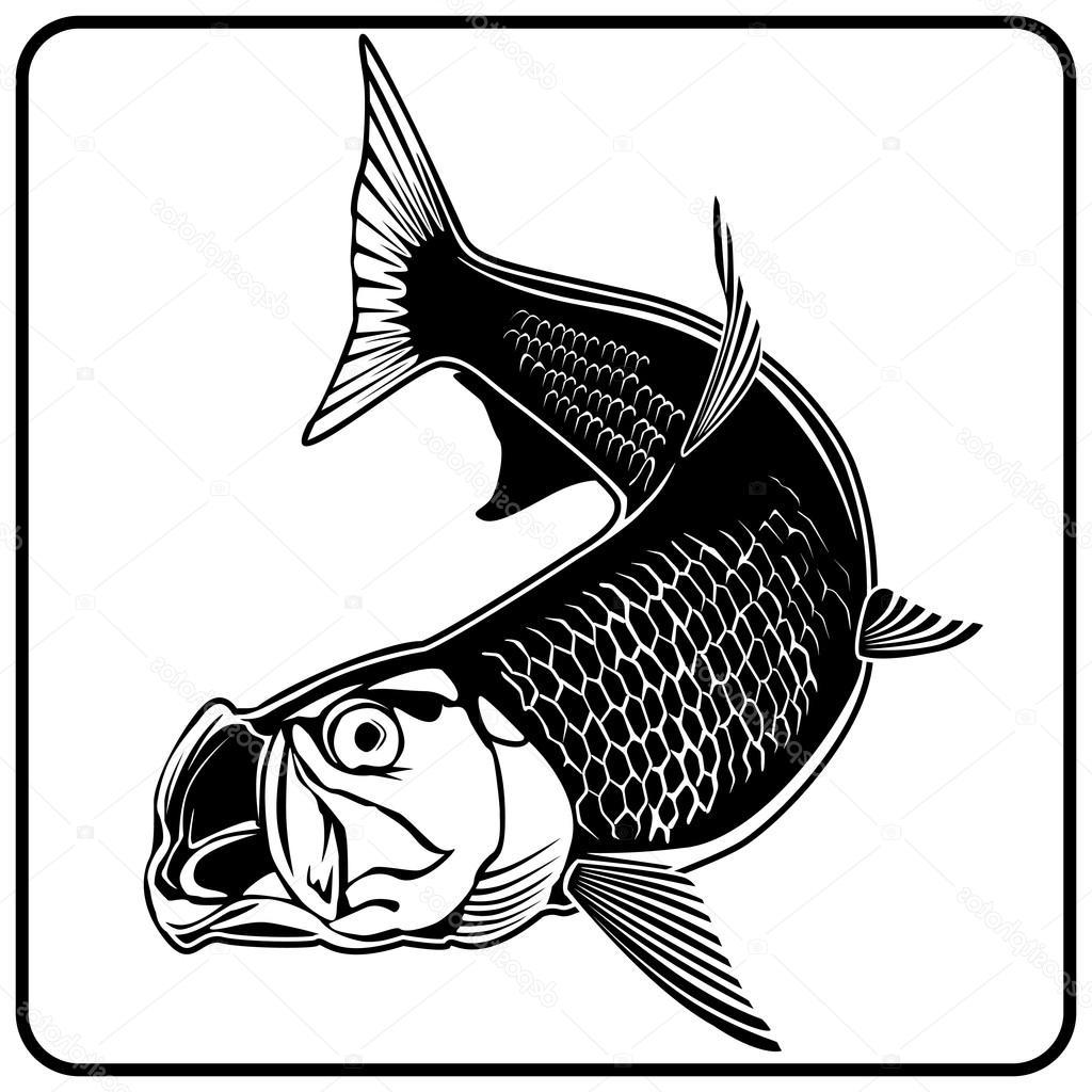 1024x1024 Hd Stock Illustration Tarpon White New Drawing - Tarpon Drawing