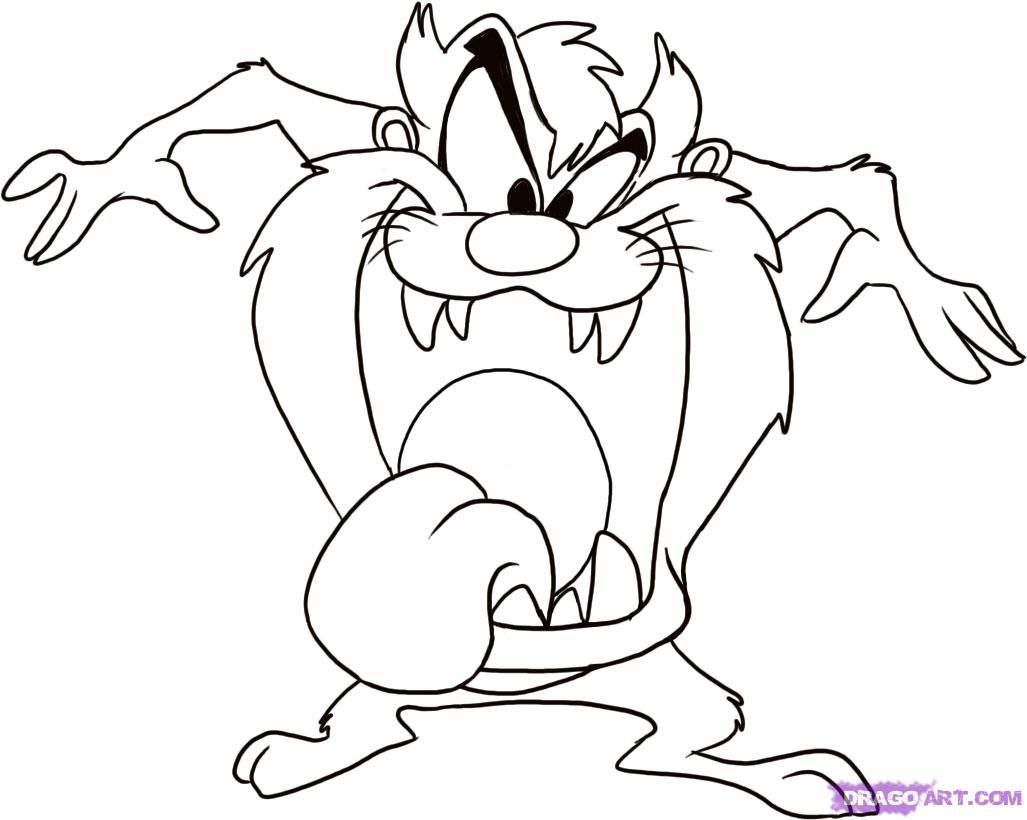 1027x820 how to draw disney cartoons devil step - Tasmanian Devil Cartoon Drawing