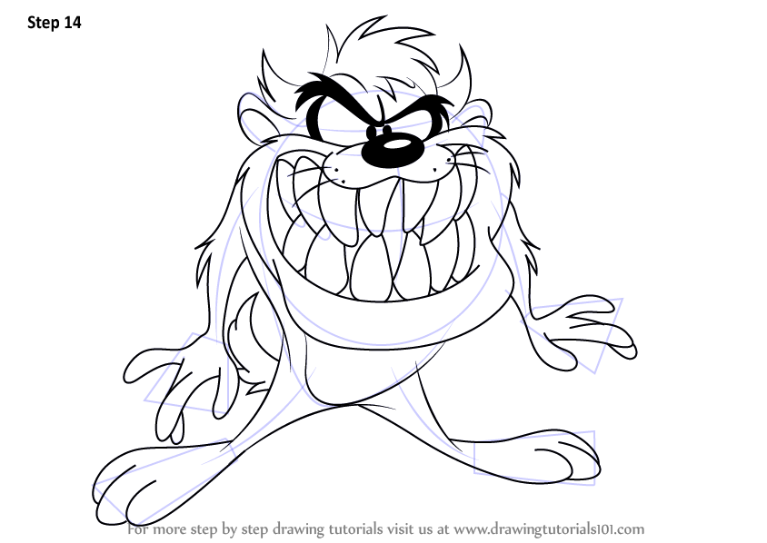 844x598 learn how to draw tasmanian devil from looney tunes - Tasmanian Devil Cartoon Drawing