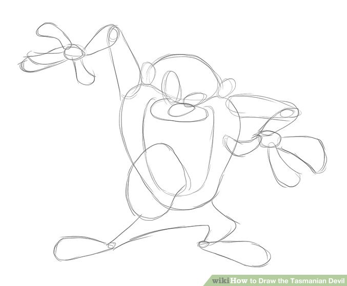 677x559 How To Draw The Tasmanian Devil Steps - Tasmanian Devil Drawing